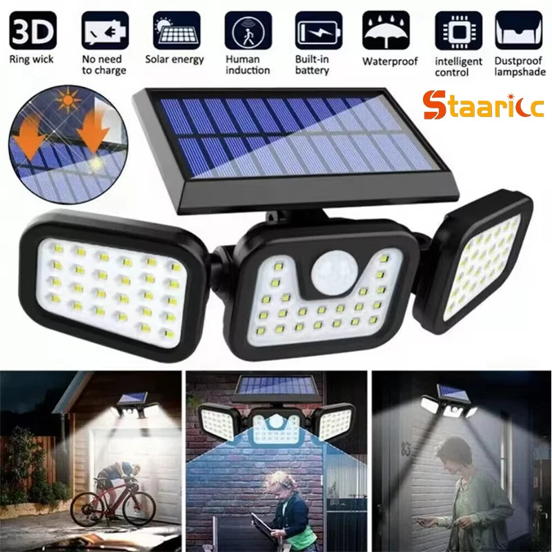 STAARICC Led Solar Light Outdoor Motion Sensor Human Induction Adjustable Head IP65