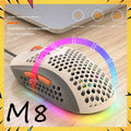 Free Wolf M8 Optical Adjustable RGB Gaming Mouse Customized PC Notebook Wired Macro Colorblocking Lightweight E-sports Ergonomic