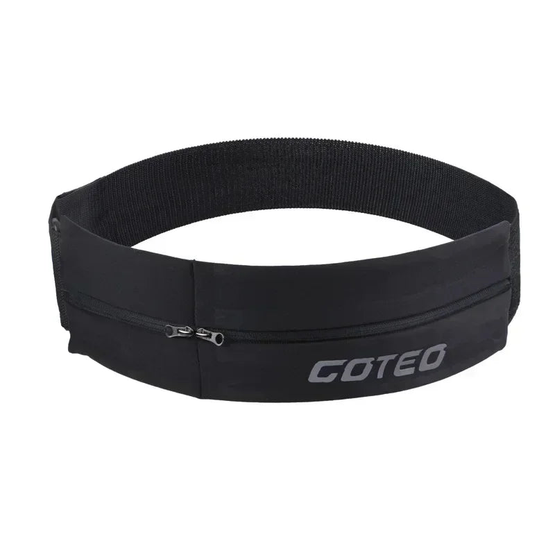 Reflective Elastic Waistband Sport Bag Double Zipper Pocket Running Gym Yoga Waist Belt