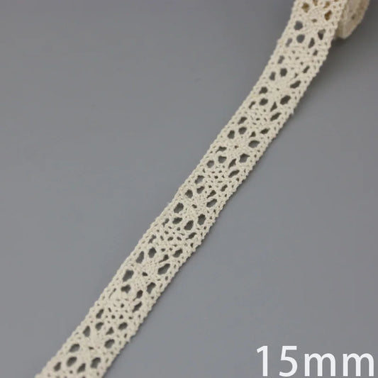 (5Meter/roll) White Beige Cotton Embroidered Lace Net Ribbons Fabric Trim DIY Sewing