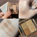 3Color Glitter Purple Eyeshadow Palette Mini Portable Earth Color Matte Eyeshadow Long