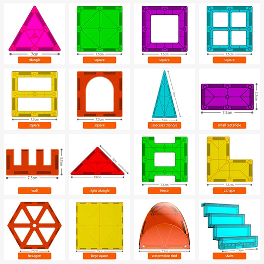 VINEDI Magnetic Building Blocks Construction Set Game Magnet Tiles Children Montessori