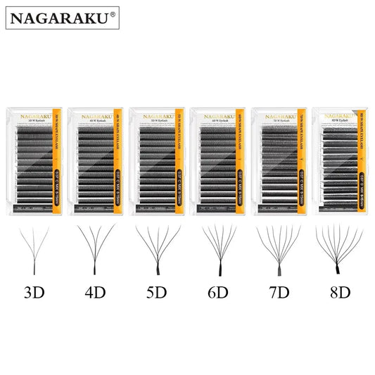 NAGARAKU Automatic Flowering W Shape Bloom 3D 4D 5D 6D 7D 8D Premade Fans Speed Eyelash