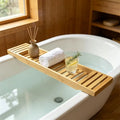 Multifunctional Bamboo Bathtub Rack, European Spa Bath Tub Tray Table, Flat Storage Shelf