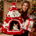 new Christmas Tree Shaped Knitted Dog & Cat Hut Thick Chenille Yarn Winter Pet Condo Lightweight Stable Structure