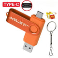 High Speed USB Type C USB Flash Drive 128GB Free Key Chain Pendrive 64GB Orange 2 in 1