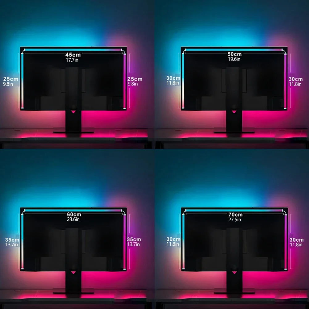 1Set 24/27/32/34" Screen Music Game Sync Gaming Amosphere Ambient Smart TV Monitor LED Strip Backlight Light For Computer Screen