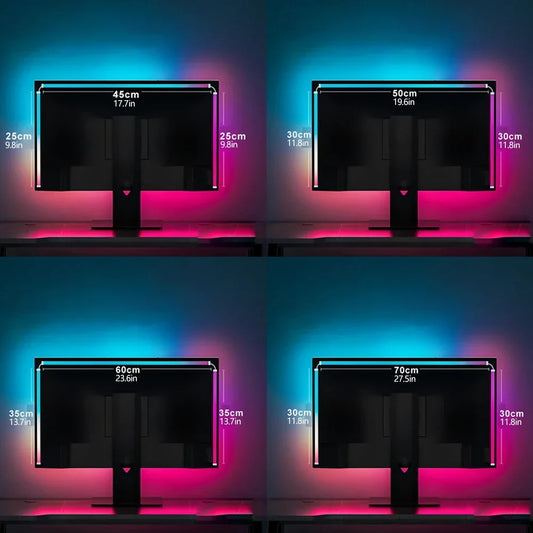 1Set 24/27/32/34" Screen Music Game Sync Gaming Amosphere Ambient Smart TV Monitor LED Strip Backlight Light For Computer Screen