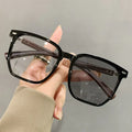 Anti Blue Light Photosensitive Color Changing Polygonal Large Frame Myopia Glasses 6023