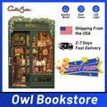 CUTEBEE DIY Book Nook Kit Miniature Wooden Dollhouse with Lights Bookshelf Insert 3D