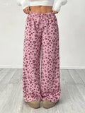 New High-quality Autumn And Winter Women's Flannel Casual Sleeping Pants With Elastic Waist And Leopard Print Sleeping Pants