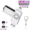 High Speed USB Type C USB Flash Drive 128GB Free Key Chain Pendrive 64GB Orange 2 in 1
