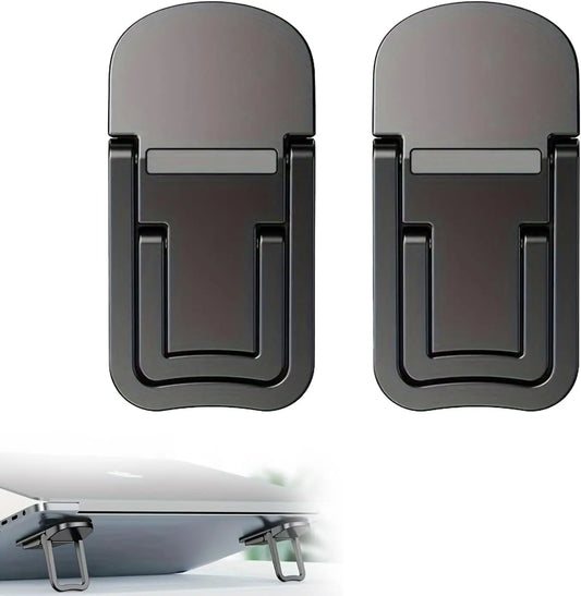 Set of 2 Adjustable Laptop Supports Foldable Two-Gear Height Notebook Riser Portable