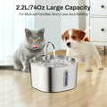 ROJECO Stainless Steel Cat Water Fountain Filters 2L Automatic Pet Water Dispenser Smart Drinking Fountain for Cat Dog Supplies
