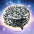 Anastasia Once upon a December Wind-Up Musical Box Round Alloy with Embossed Rose Decor Romantic Valentines Day Gift
