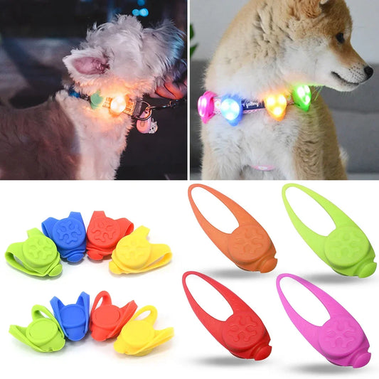 Pet Dog Night LED Flashlight Dog Cat Collar Glowing Pendant Safety Pet Leads Necklace
