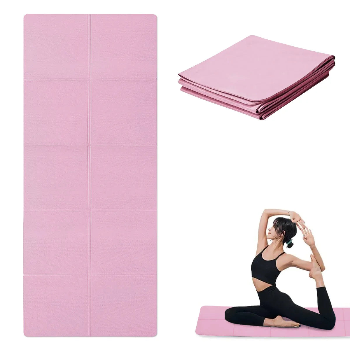 Pink Foldable Yoga Mat Eco Friendly EVA Folding Travel Fitness Exercise Mat 3/4/6mm
