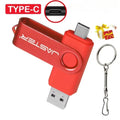 High Speed USB Type C USB Flash Drive 128GB Free Key Chain Pendrive 64GB Orange 2 in 1