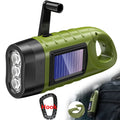 New upgrade 3LED Portable Outdoor Hand Crank Solar Powered Flashlight For Fishing Hiking With Folding Buckle Emergency Lamp