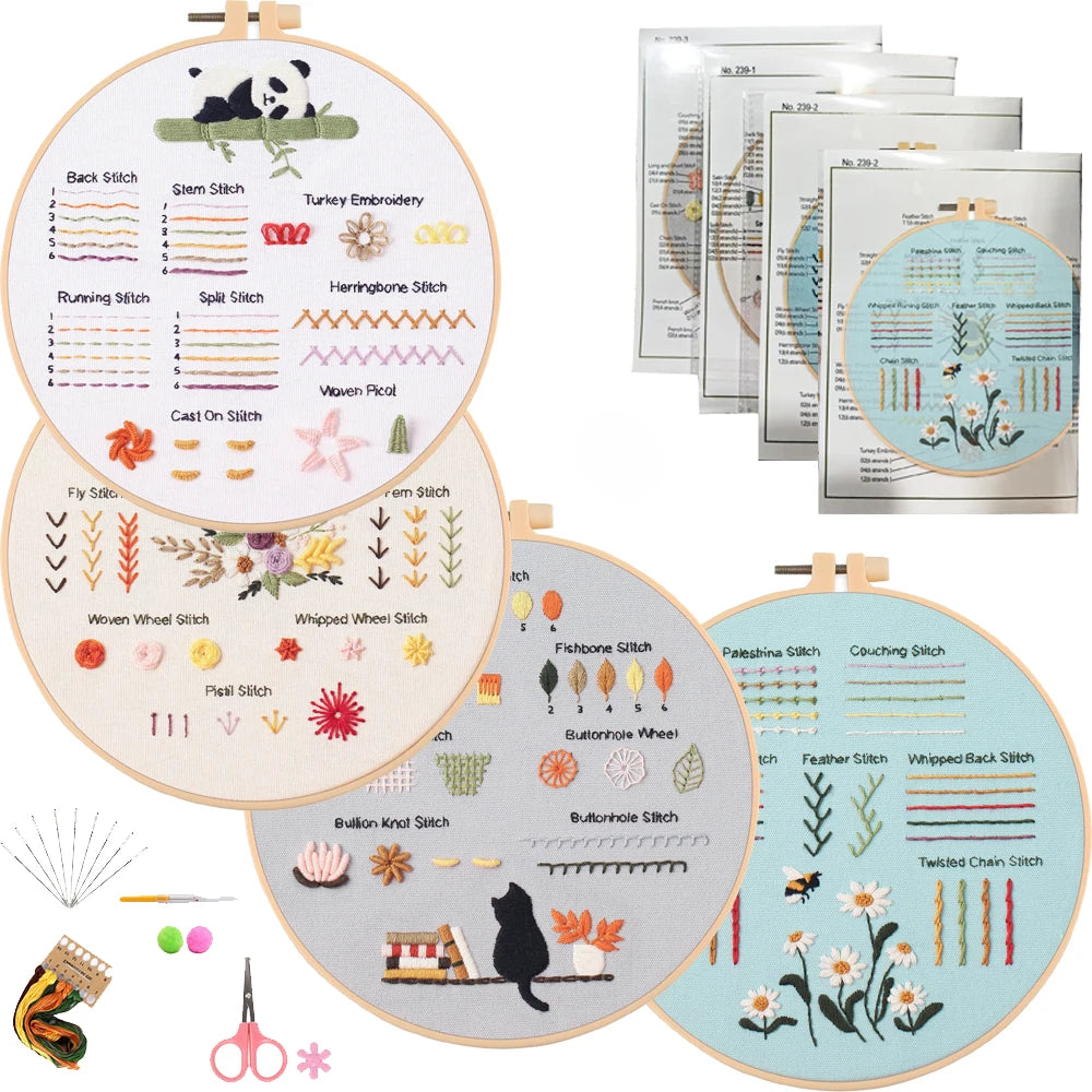 3/4pcs Embroidery Starter Kit for Diy Crafter