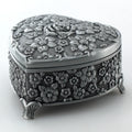 Anastasia Once upon a December Wind-Up Musical Box Round Alloy with Embossed Rose Decor Romantic Valentines Day Gift