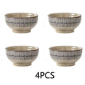 2/4pcs 4.5-Inch Thickened Ceramic Bowls - Salad/Rice/Dessert/Soup/Noodle Bowls, Underglaze Color Design, Microwave Safe