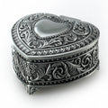 Anastasia Once upon a December Wind-Up Musical Box Round Alloy with Embossed Rose Decor Romantic Valentines Day Gift