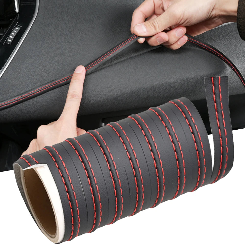 Universal Car Mouldings Trim Pu Leather DIY Braid Decorative Line Strip For Door