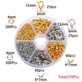 210-400pcs/Box Jewelry Making Kits Lobster Clasp Open Jump Rings End Crimps Beads Box