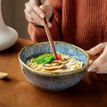 Japanese Style Ceramic Bowl Irregular Glaze Ramen Bowl Large Salad Soup Bowl Microwave Dishwasher Safe