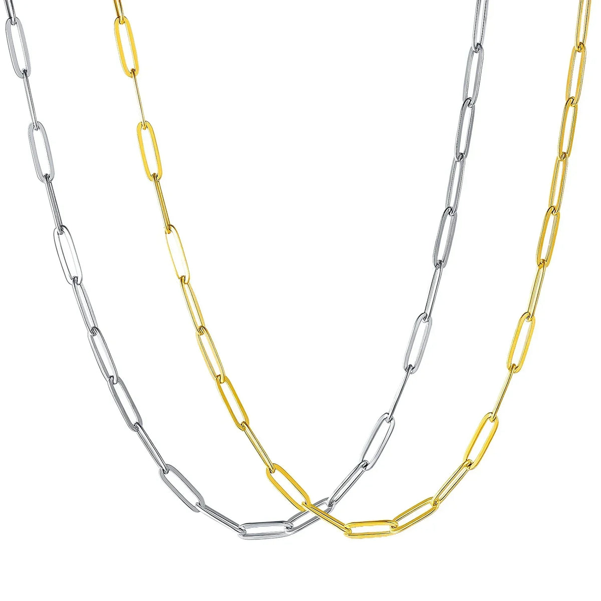 Polished Paper Clip Chain 2.5/2.7/4mm Stainless Steel Necklace Trendy Layering Choker