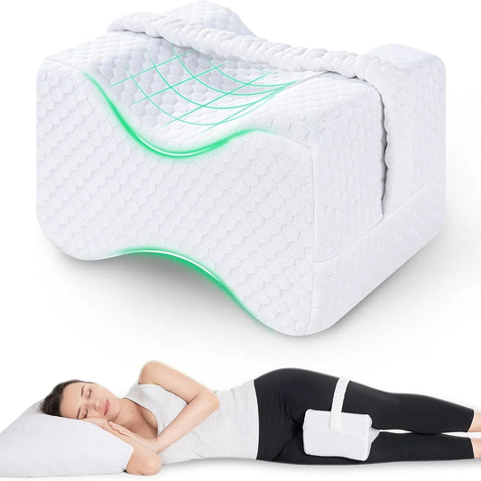 Knee Pillow for Side Sleepers with Straps, Soft Memory Foam Leg & Knee Pillow, Memory