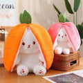 25cm Cute Strawberry Carrot Rabbit Plush Toy Stuffed Creative Into Fruit Transform Baby