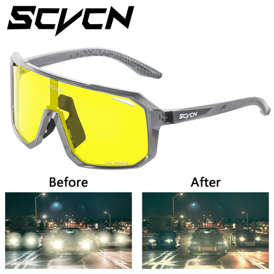SCVCN Night Vision Glasses Cycling Glasses Driving Eyewear Fashion Polarized Sunglasses