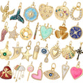 Y2k Boho Evil Blue Eye Heart Necklace for Women Golden Angle Flower Collars Diy Pendant