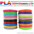 Colored PLA Filament for 3D Pen Printing 36M 50M 100M 150M 200M Smoke-free Safe Plastic