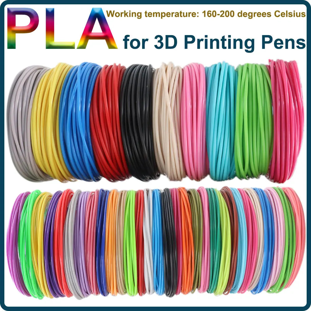 Colored PLA Filament for 3D Pen Printing 36M 50M 100M 150M 200M Smoke-free Safe Plastic