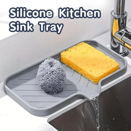Silicone Faucet Mat Kitchen Sink Tray Soap Dispenser Sponge Drain Pad Sink SplashDrying