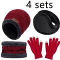 Winter Hat for Men Women Beanie Hats Scarf Glove Earmuff Set Thick Warm Slouchy Beanies