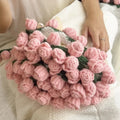 1pcs Rose Blanket Bouquet With Gift Bag Crochet Handmade Blanket of Roses Birthday