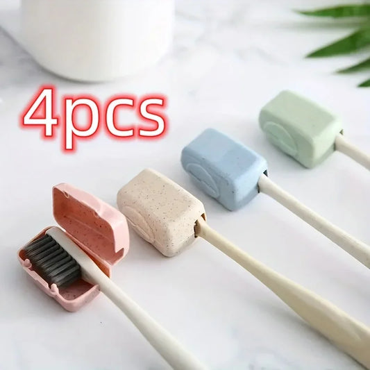 4pcs toothbrush head cover, travel portable toothbrush box, toothbrush protective cover,