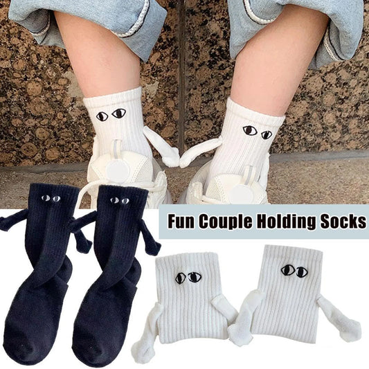 Fashion Magnetic Holding Hands Socks All-match High Elastic Couple Socks For Spring Home