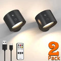 Led Double Head Wall Lamp Touch Control Remote 360 Rotatable USB Recharge Wireless