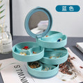 Multi-layer Rotating Jewelry Tray Flip Cover Storage Box with Mirror Divided Compartment Organizer for Earrings Rings Necklaces