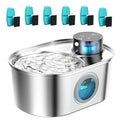 108oz/3.2L Stainless Steel Wireless Cat and Dog Drinker Rechargeable Automatic Pet