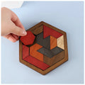 Hexagonal Wooden Puzzle Adult Brain Teaser Toy, Comprising 11 Interlocking Puzzle Pieces, A Challenging Logic Game Ideal for T