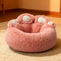 Large Dog Winter Bed Paw Shape Calming Pet Bed, Plush Warm Donut Bed for Dogs & Cats
