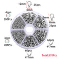 210-400pcs/Box Jewelry Making Kits Lobster Clasp Open Jump Rings End Crimps Beads Box