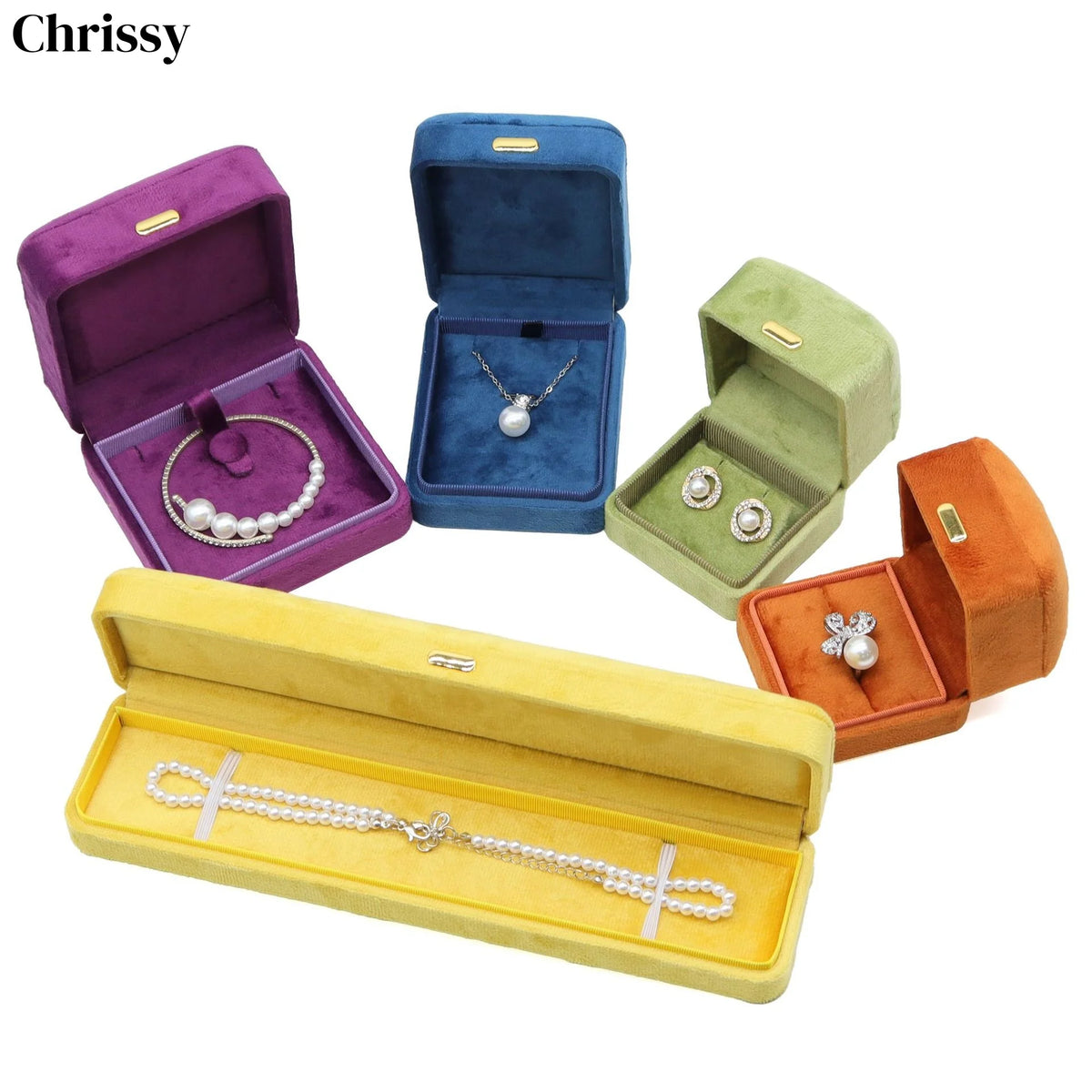 Luxury Velvet Jewelry Gift Box Premium Ring Earring Pendant Display Case Travel Bracelet Organizer Storage for Ladies Birthday