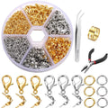210-400pcs/Box Jewelry Making Kits Lobster Clasp Open Jump Rings End Crimps Beads Box
